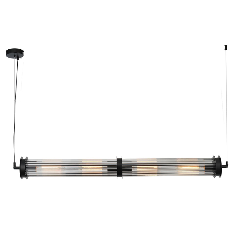 Люстра с рифленым плафоном Glass Tube Black Черный Прозрачный Люстра с рифленым плафоном Glass Tube Black Черный Прозрачный в Твери | Loft Concept