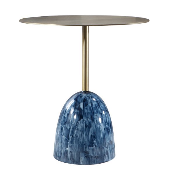 Приставной стол Blue Stains Table Латунь Синий Приставной стол Blue Stains Table Латунь Синий в Твери | Loft Concept