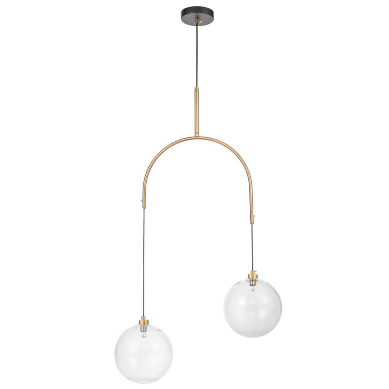 Люстра Two Hanging Ball Chandelier Золотой Прозрачный Черный Люстра Two Hanging Ball Chandelier Золотой Прозрачный Черный в Твери | Loft Concept