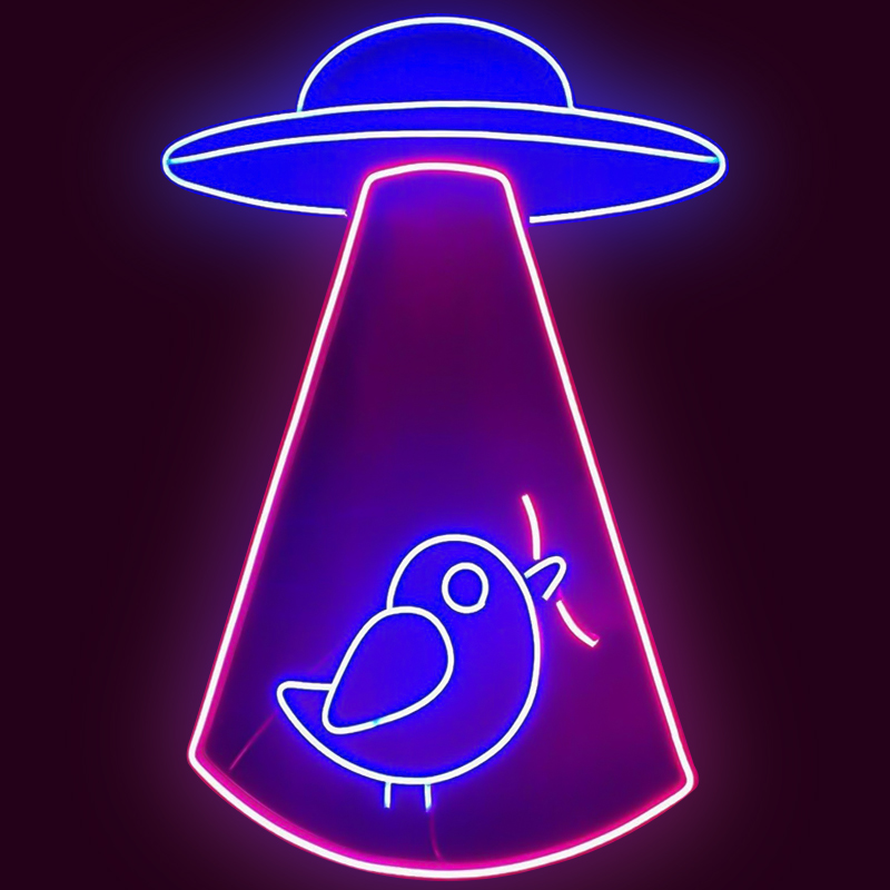 Неоновая настенная лампа UFO and Bird Neon Wall Lamp Синий Лиловый Неоновая настенная лампа UFO and Bird Neon Wall Lamp Синий Лиловый в Твери | Loft Concept