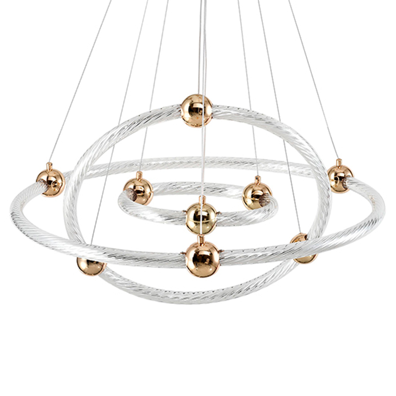 Люстра подвесная светодиодная в виде 3-х колец Lighting Rings Gold Золотой Белый Люстра подвесная светодиодная в виде 3-х колец Lighting Rings Gold Золотой Белый в Твери | Loft Concept