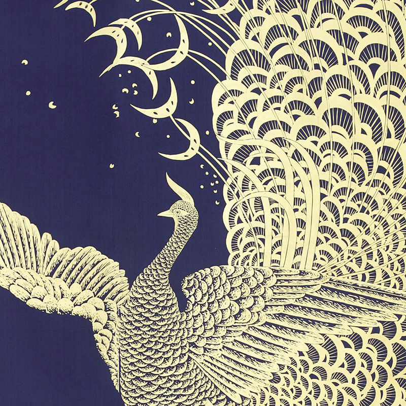 Обои ручная роспись в стиле Арт-деко Whistler Peacocks Colourway SC-100 on Empire Blue dyed silk Обои ручная роспись в стиле Арт-деко Whistler Peacocks Colourway SC-100 on Empire Blue dyed silk в Твери | Loft Concept