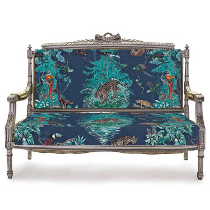 Антикварный Диван Canape в обивке Hermes Equateur imprime Синий Антикварный Диван Canape в обивке Hermes Equateur imprime Синий в Твери | Loft Concept