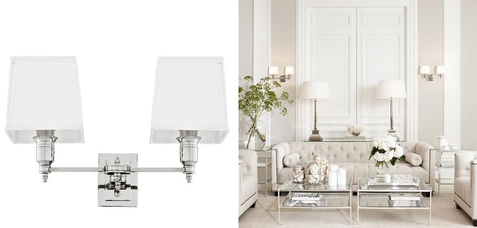 Бра Wall Lamp Lexington Double Nickel+White Бра Wall Lamp Lexington Double Nickel+White - Loft-Concept в Твери