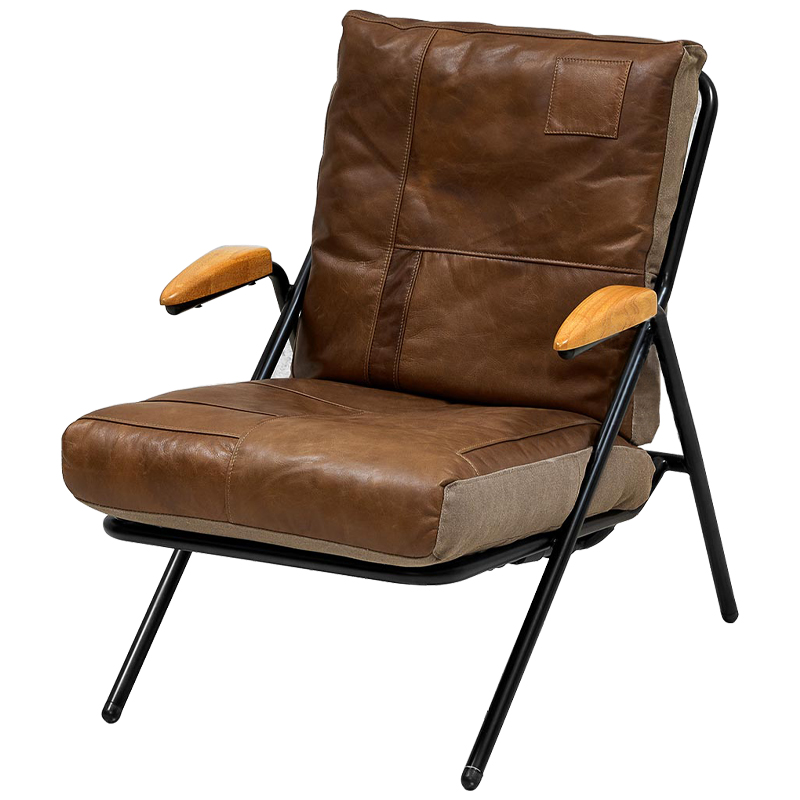 Дизайнерское кожаное кресло в стиле Лофт Bronwyn Leather Armchair Коричневый Черный Древесина Дизайнерское кожаное кресло в стиле Лофт Bronwyn Leather Armchair Коричневый Черный Древесина в Твери | Loft Concept