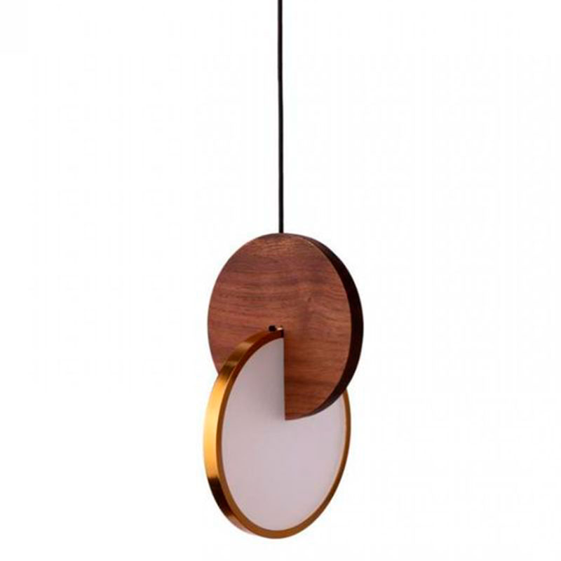 Подвесной светильник Eclipse Pendant Light Wood Золотой Белый Дерево Табак в Твери | Loft Concept 