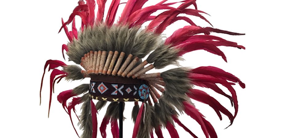 War bonnet Индейский венец из перьев красный War bonnet Индейский венец из перьев красный - Loft-Concept в Твери