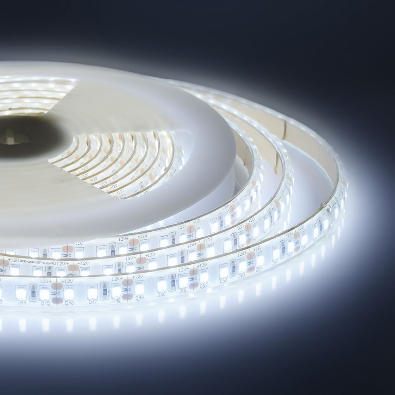 Светодиодная влагозащищенная лента 10W/m 120LED/m 2835SMD холодный белый 5M Белый Светодиодная влагозащищенная лента 10W/m 120LED/m 2835SMD холодный белый 5M Белый в Твери | Loft Concept