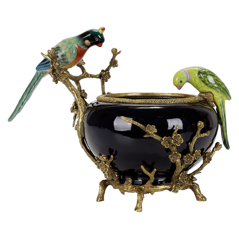 Чаша фарфоровая черная гнездо попугая Parrot Золотой Черный Чаша фарфоровая черная гнездо попугая Parrot Золотой Черный в Твери | Loft Concept