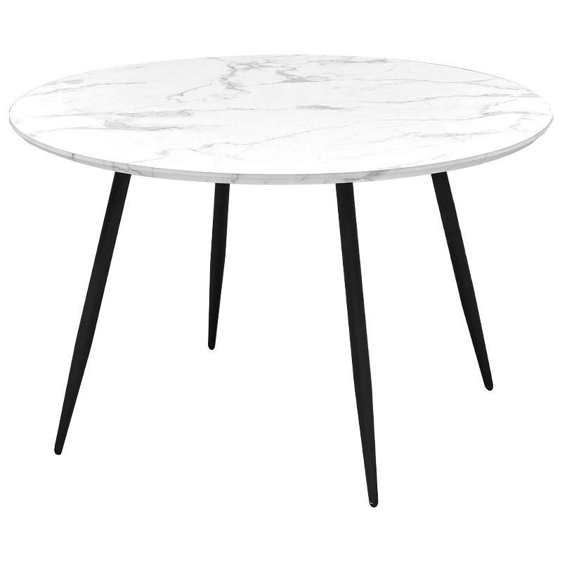 Стол круглый Calvert Table белая столешница с рисунком под мрамор Белый Черный Стол круглый Calvert Table белая столешница с рисунком под мрамор Белый Черный в Твери | Loft Concept
