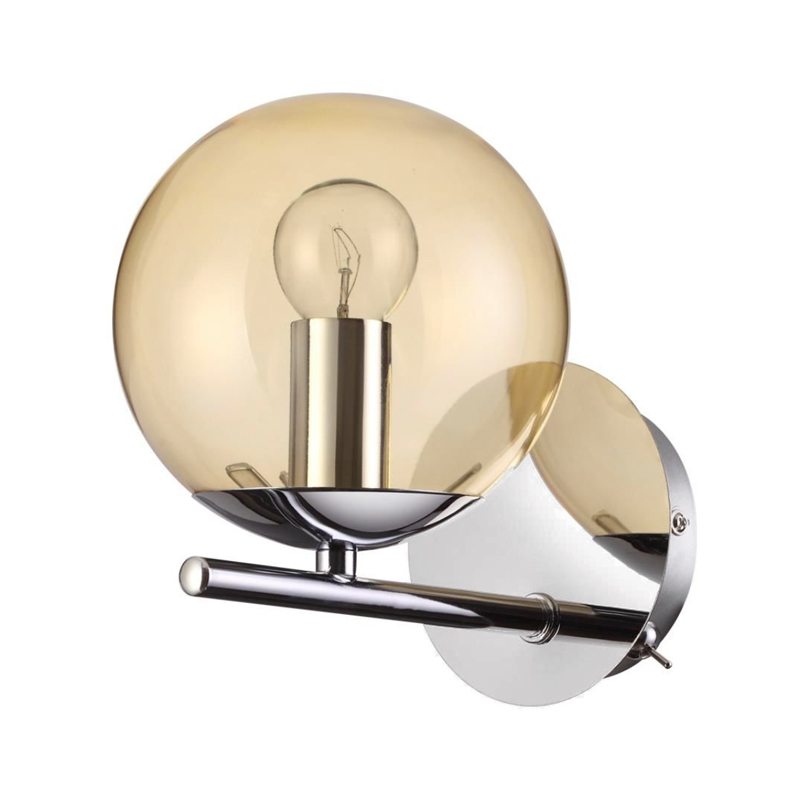 Бра Bolle Hanging Lamp Amber Хром Янтарь (Amber) Бра Bolle Hanging Lamp Amber Хром Янтарь (Amber) в Твери | Loft Concept