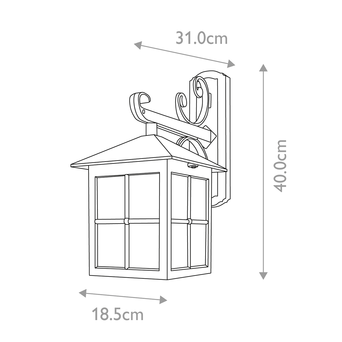 Настенный фонарь черного цвета в форме фонаря с решетчатым плафоном и фактурным стеклом Elstead Lighting в Твери