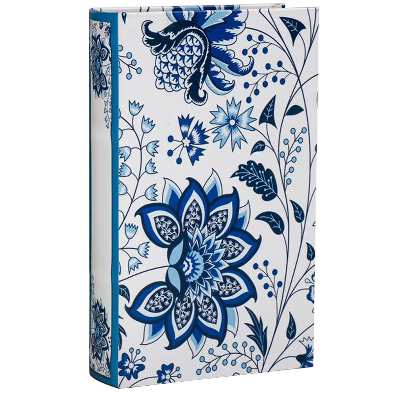 Шкатулка-книга с сейфом Fabulous Flowers Book Box Синий Белый Шкатулка-книга с сейфом Fabulous Flowers Book Box Синий Белый в Твери | Loft Concept