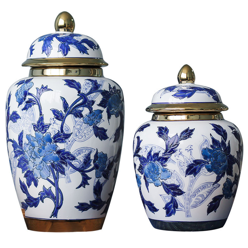 Вазы Porcelain Oriental Blue Ornament Vases Синий Белый Золотой Вазы Porcelain Oriental Blue Ornament Vases Синий Белый Золотой в Твери | Loft Concept
