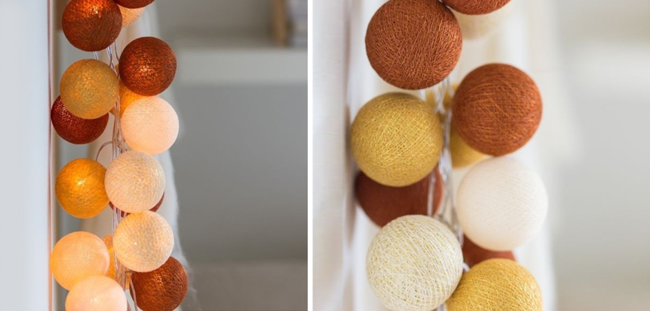 Гирлянда хлопковые фонарики Сotton Ball Gold-Copper - Loft-Concept в Твери