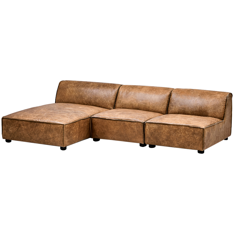 Диван Diehl Leather Sofa Карамель Хром Диван Diehl Leather Sofa Карамель Хром в Твери | Loft Concept