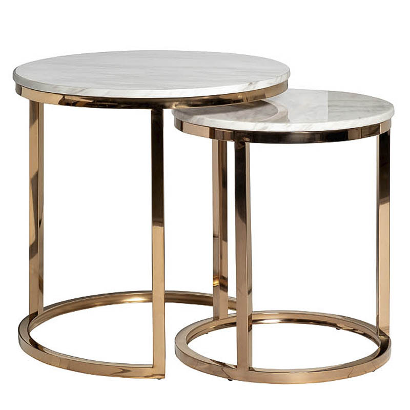 Комплект приставных столов Hewdonald Side Tables Глянцевое золото в Твери | Loft Concept 