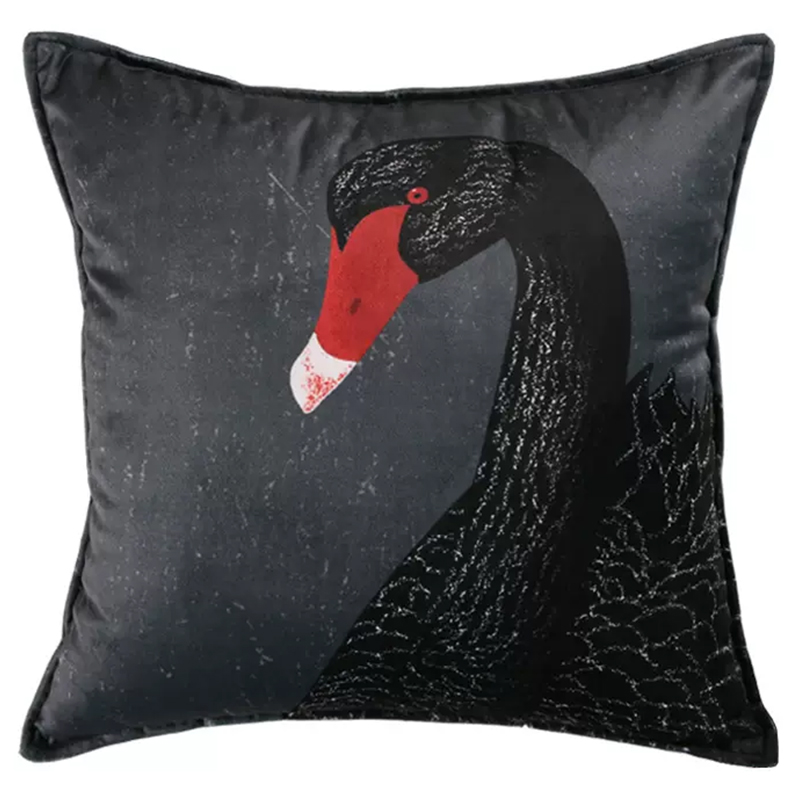 Декоративная подушка Black Swan II Cushion Черная Черный Серый Красный Декоративная подушка Black Swan II Cushion Черная Черный Серый Красный в Твери | Loft Concept