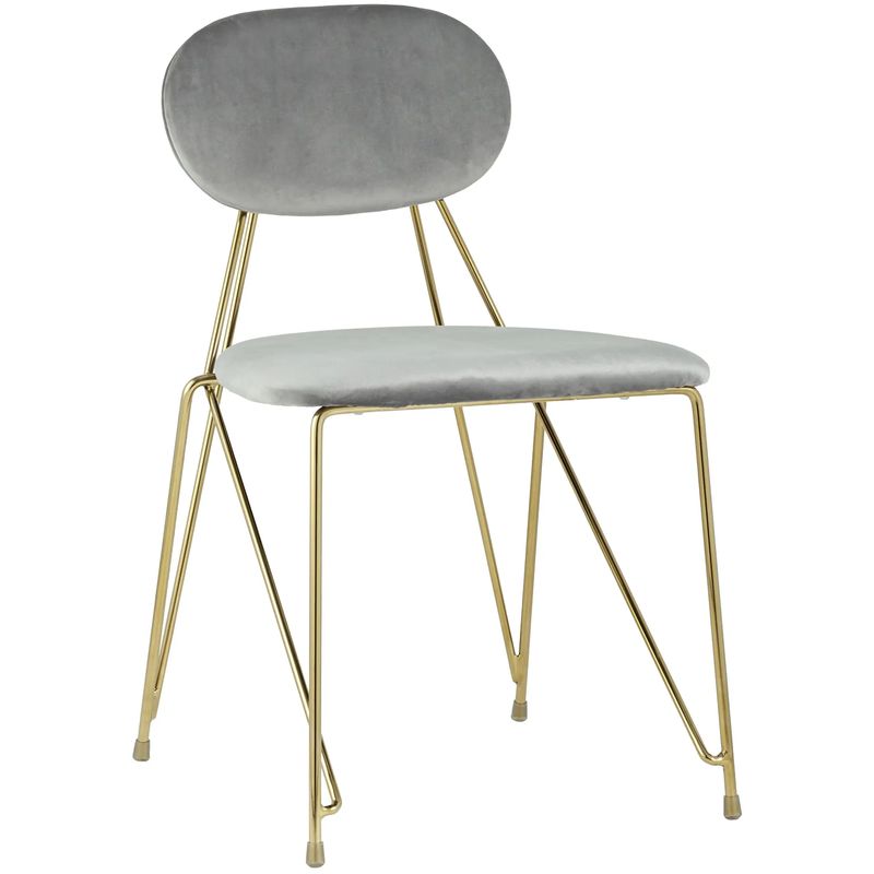 Стул Alice Chair Светло-Серый Велюр Серый Золотой Стул Alice Chair Светло-Серый Велюр Серый Золотой в Твери | Loft Concept