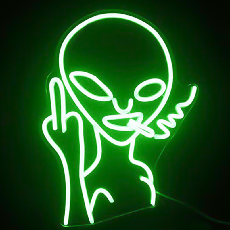 Неоновая настенная лампа Alien Neon Wall Lamp Зеленый Белый Неоновая настенная лампа Alien Neon Wall Lamp Зеленый Белый в Твери | Loft Concept