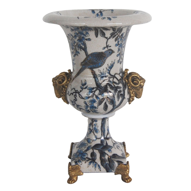 Ваза Bronze Aries Vase Синий Белый Бронза Ваза Bronze Aries Vase Синий Белый Бронза в Твери | Loft Concept