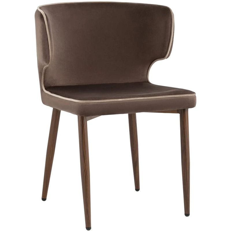 Стул Mateo Chair Коричневый Велюр с Белым Кантом Коричневый Стул Mateo Chair Коричневый Велюр с Белым Кантом Коричневый в Твери | Loft Concept