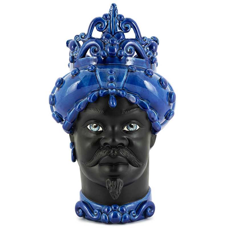 Ваза VASE MORO MAN MED. MAT Blue Черный Синий Ваза VASE MORO MAN MED. MAT Blue Черный Синий в Твери | Loft Concept