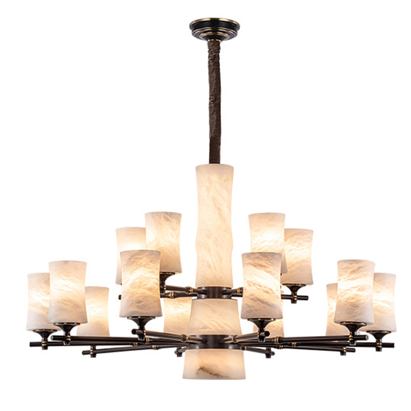 Дизайнерская люстра 15 плафонов из натурального мрамора Marble Shades Chandelier Золотой Коричневый Дизайнерская люстра 15 плафонов из натурального мрамора Marble Shades Chandelier Золотой Коричневый в Твери | Loft Concept