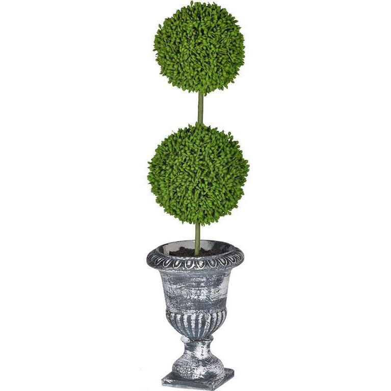 Декоративный искусственное растение Double boxwood Зеленый Бежевый Серый Декоративный искусственное растение Double boxwood Зеленый Бежевый Серый в Твери | Loft Concept