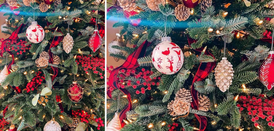 Дизайнерская Елка Украшенная Золотым и Белым декором Pine Cones and Red Decor Дизайнерская Елка Украшенная Золотым и Белым декором Pine Cones and Red Decor - Loft-Concept в Твери