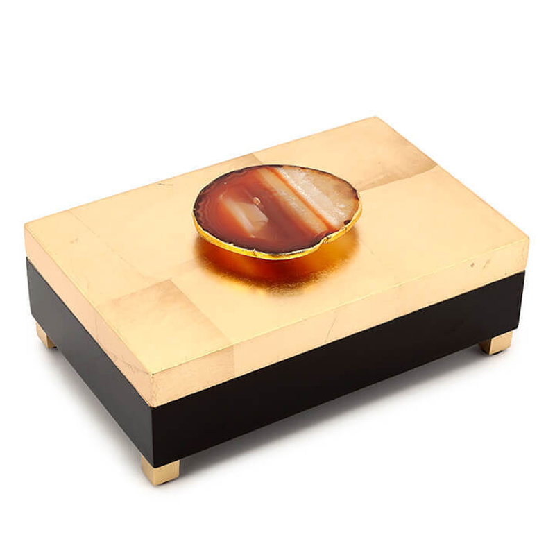 Шкатулка BOX KRIZIA gold with agate Черный Глянцевое золото Коричневый Шкатулка BOX KRIZIA gold with agate Черный Глянцевое золото Коричневый в Твери | Loft Concept