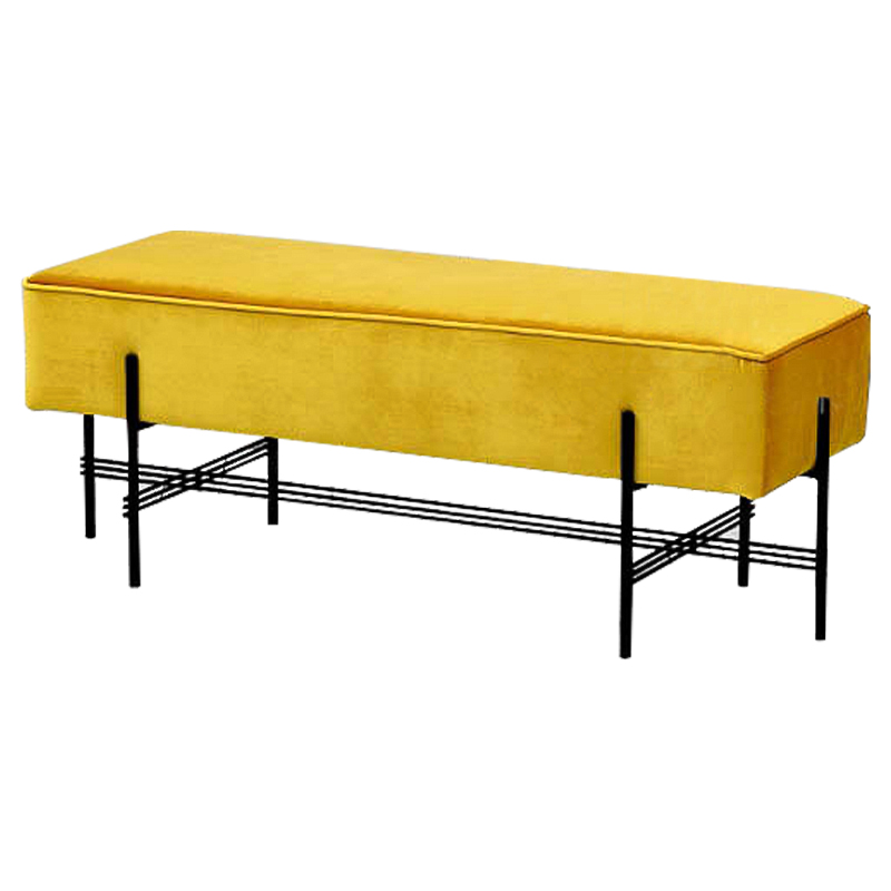 Банкетка желтая велюровая Sanjay Velour Banquet Yellow Желтый Черный Банкетка желтая велюровая Sanjay Velour Banquet Yellow Желтый Черный в Твери | Loft Concept
