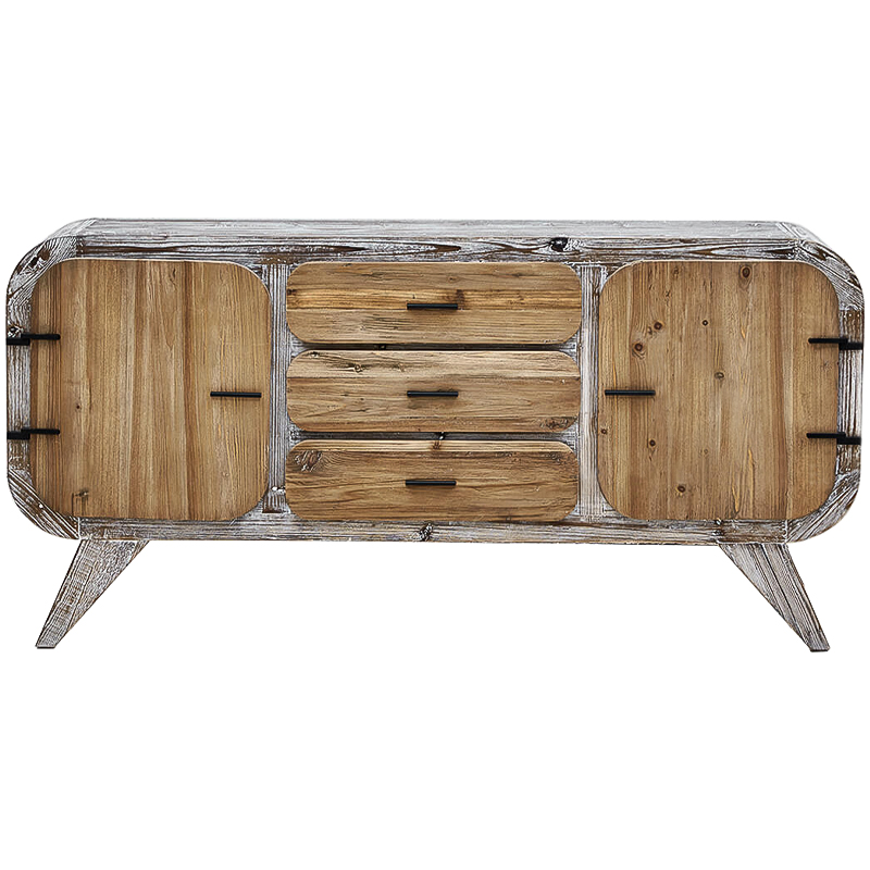 Комод в стиле Лофт Kelowm chest of drawers с 3-мя ящиками и 2-мя дверцами Древесина Дерево Серый Черный в Твери | Loft Concept 
