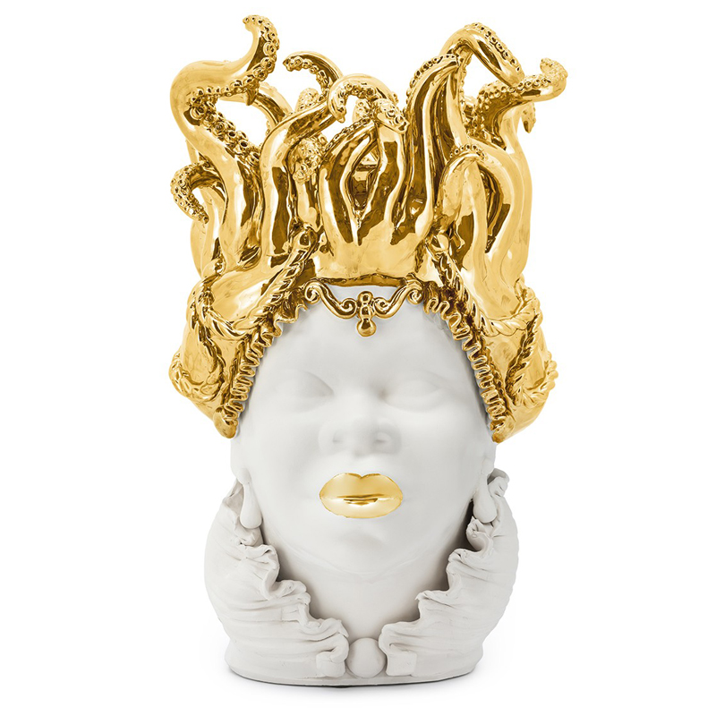 Ваза VASE MORO LADY TENTACLES Белый Глянцевое золото Ваза VASE MORO LADY TENTACLES Белый Глянцевое золото в Твери | Loft Concept