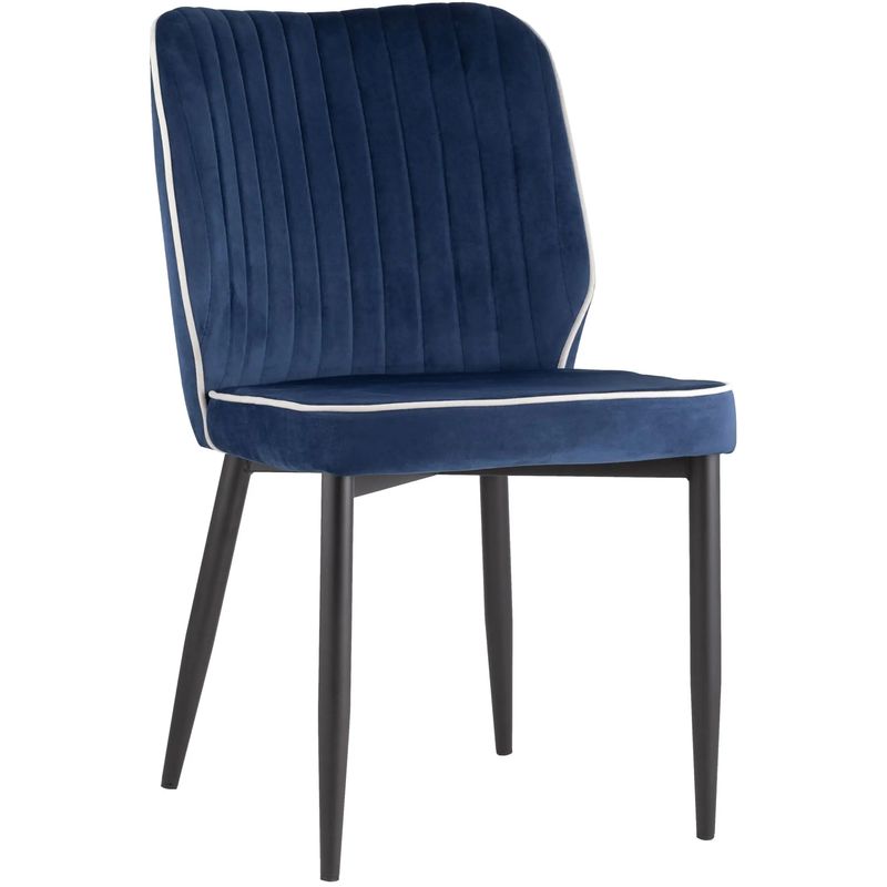 Стул Lawrence Chair Синий Велюр Белый кант Синий Белый Черный Стул Lawrence Chair Синий Велюр Белый кант Синий Белый Черный в Твери | Loft Concept
