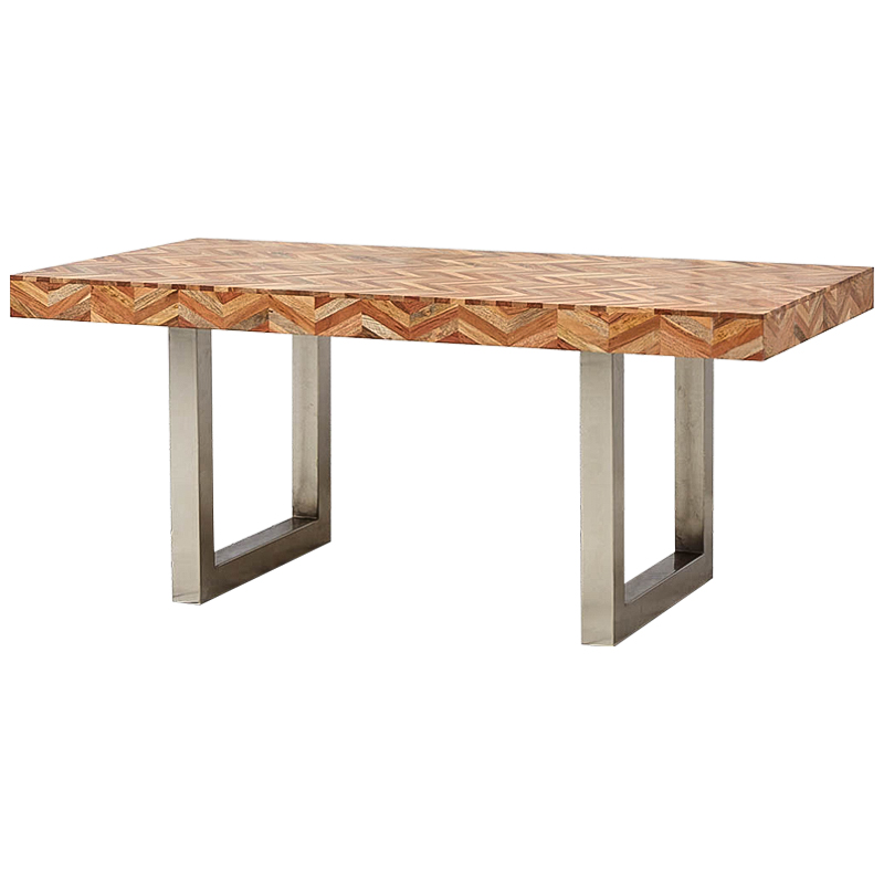Обеденный стол Chevron Dining Table Древесина Коричневый Хром Обеденный стол Chevron Dining Table Древесина Коричневый Хром в Твери | Loft Concept
