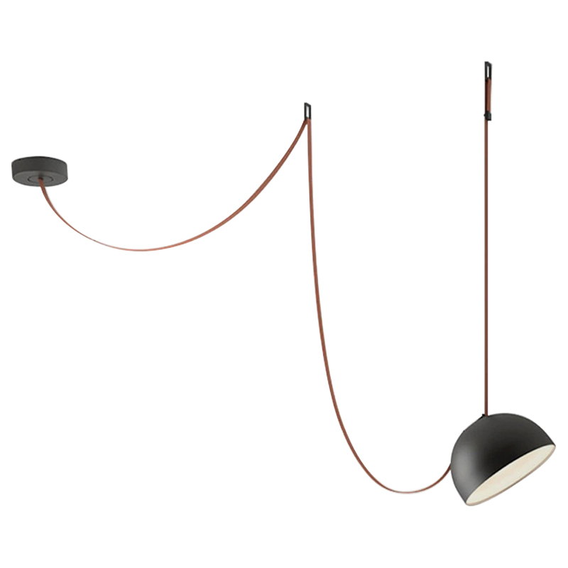 Vibia PLUSMINUS Подвесной светодиодный светильник c черным абажуром на красном текстильном тросе Коричневый Черный Vibia PLUSMINUS Подвесной светодиодный светильник c черным абажуром на красном текстильном тросе Коричневый Черный в Твери | Loft Concept