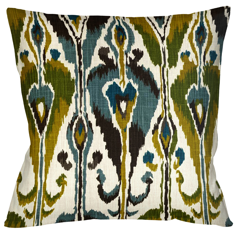 Декоративная подушка Ikat Pattern с бежевой оборотной стороной Темно-синий Декоративная подушка Ikat Pattern с бежевой оборотной стороной Темно-синий в Твери | Loft Concept