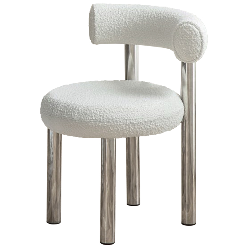 Стул Ellias White Boucle Chair Белый Хром Стул Ellias White Boucle Chair Белый Хром в Твери | Loft Concept