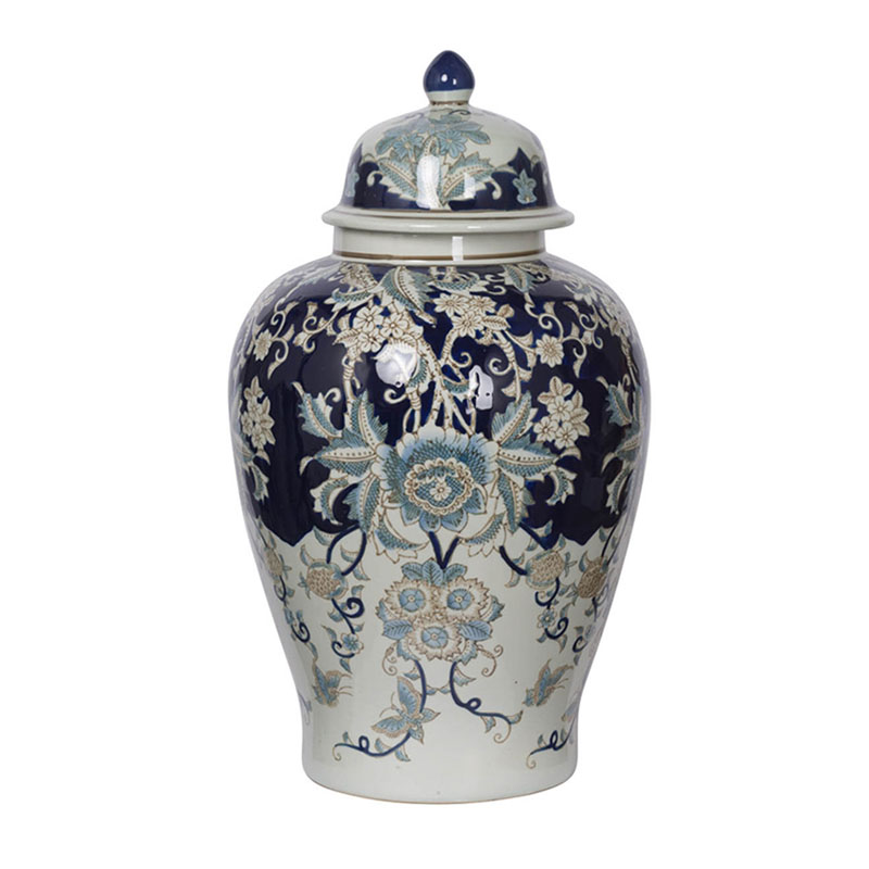 Ваза с крышкой Blue & White Ornament Vase 59 Белый Синий Ваза с крышкой Blue & White Ornament Vase 59 Белый Синий в Твери | Loft Concept