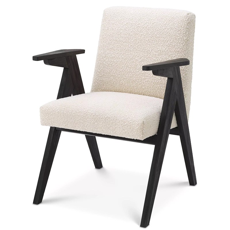 Стул Eichholtz Dining Chair Bobo Boucle Кремовый Черный Стул Eichholtz Dining Chair Bobo Boucle Кремовый Черный в Твери | Loft Concept