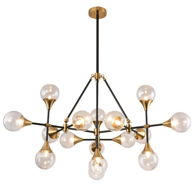 Люстра Baton Chandelier 16 Черный Прозрачное Стекло Латунь Люстра Baton Chandelier 16 Черный Прозрачное Стекло Латунь в Твери | Loft Concept