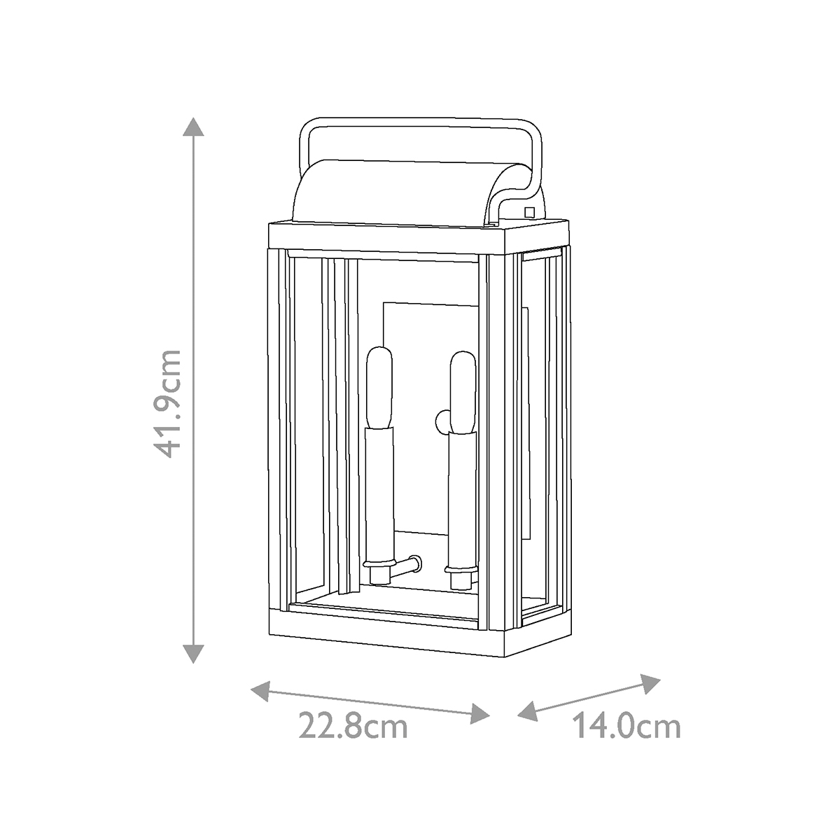 Настенный фонарь прямоугольной формы цвета состаренная латунь с двумя лампами Hinkley в Твери