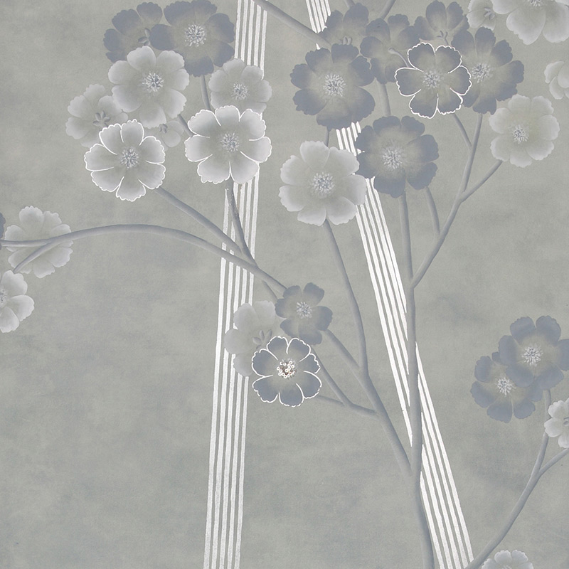 Обои ручная роспись Anemones in Light Special Colourway SC-235 on grey edo painted silk Обои ручная роспись Anemones in Light Special Colourway SC-235 on grey edo painted silk в Твери | Loft Concept