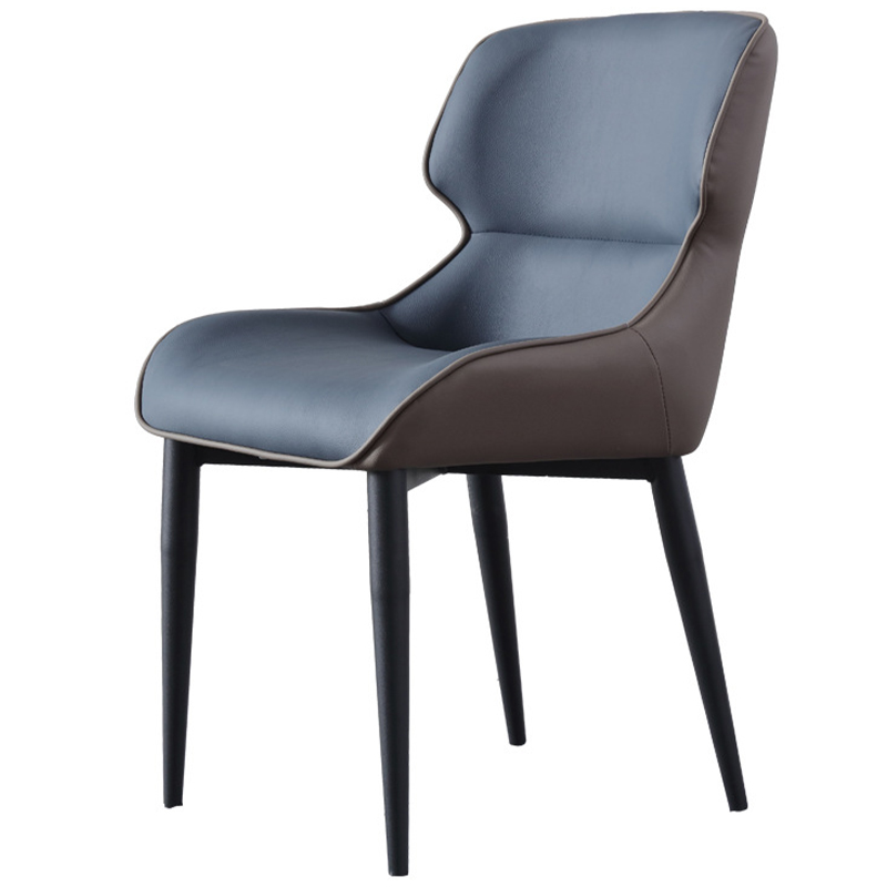 Стул с кожаной двухцветной обивкой Obrien Chair Blue and Grey Синий Серый Черный Стул с кожаной двухцветной обивкой Obrien Chair Blue and Grey Синий Серый Черный в Твери | Loft Concept
