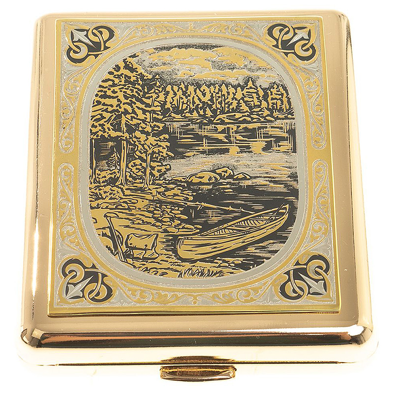 Портсигар на 20 сигарет с гравировкой природы в подарочной коробке Metal Cigarettes Cases Золотой Никель Портсигар на 20 сигарет с гравировкой природы в подарочной коробке Metal Cigarettes Cases Золотой Никель в Твери | Loft Concept