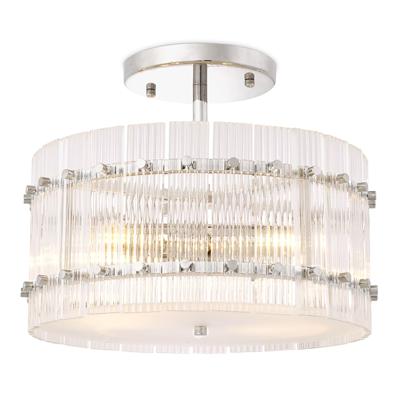 Потолочный светильник Eichholtz Ceiling Lamp Ruby Round Nickel Никель Прозрачное Стекло в Твери | Loft Concept 