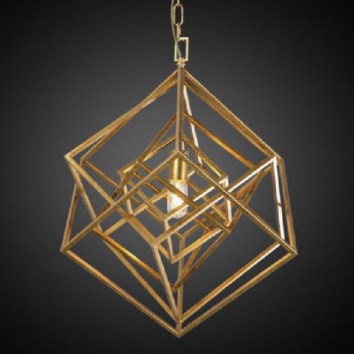 Подвесной светильник CUBIST Chandelier Gold 1 bulbs Золотой Подвесной светильник CUBIST Chandelier Gold 1 bulbs Золотой в Твери | Loft Concept