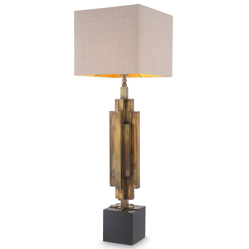 Настольная лампа Eichholtz Table Lamp Ellis Brass Черный Винтажная латунь Бежево-серый Настольная лампа Eichholtz Table Lamp Ellis Brass Черный Винтажная латунь Бежево-серый в Твери | Loft Concept