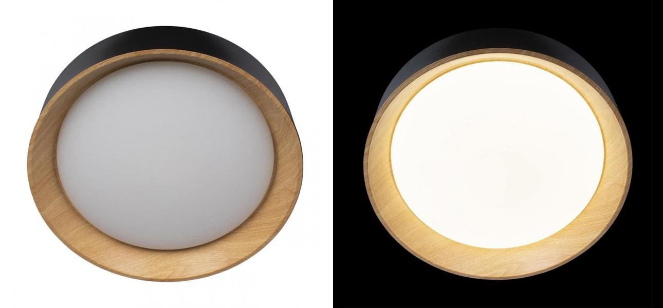 Светильник потолочный круглый Assol cup Black Wood диаметр 45 - фото